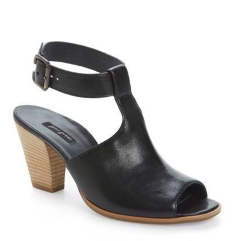Black leather Paul Green peep toe sandal size 7